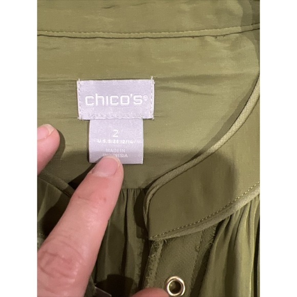 Chico Top Women’s To Green‎ Gold Accents Blouse - Picture 10 of 13